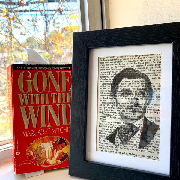 Rhett Butler Black & White Print on Upcycled Book paper from Gone With the Wind//Clark Gable