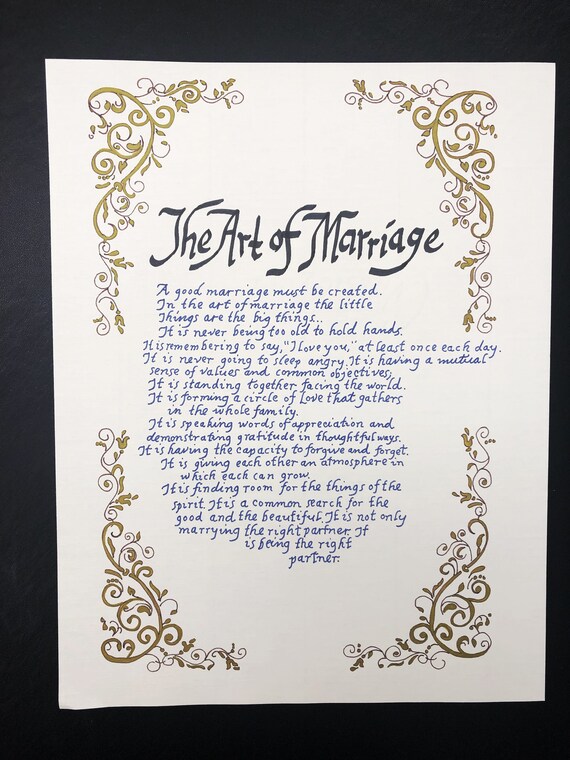 Anniversary Poem The Art Of Marriage Heraldic Etsy