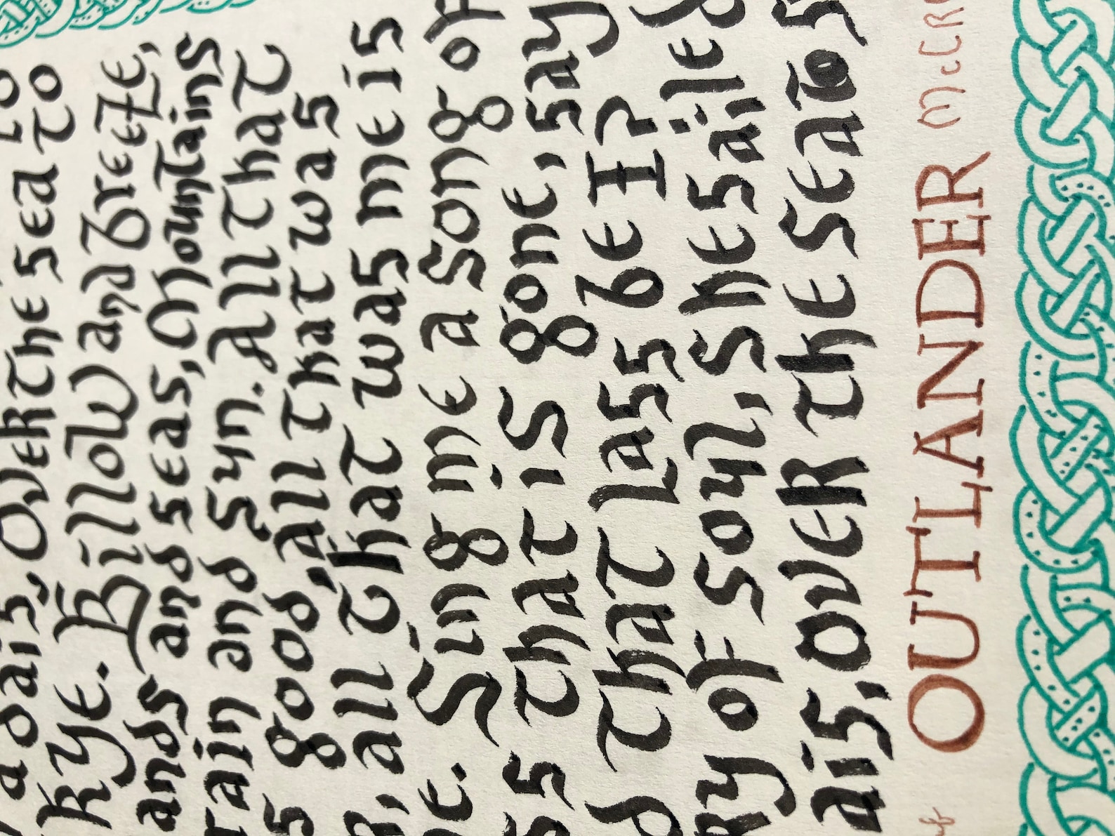 Skye Boat Song Lyrics//outlander Theme//handwritten// Bear Etsy