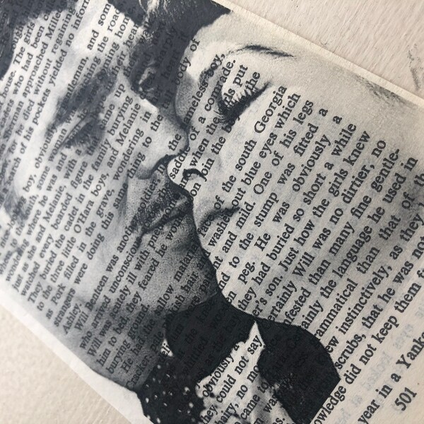 Rhett and Scarlett Black and white print on upcycled paper from Gone With the Wind