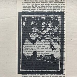 Gone With The Wind's Tara Black & White Print on Upcycled Novel Paper//Scarlett O'Hara//Rhett Butler image 9