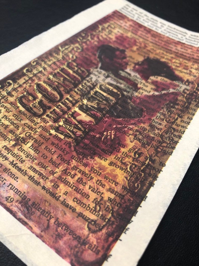 Gone With The Wind Color Print//Scarlett & Rhett Movie Poster on Upcycled Paper from the Novel! image 2