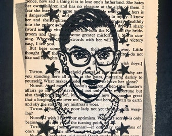 Ruth Bader Ginsberg on Upcycled Book Page/Law Art/Female Heroes