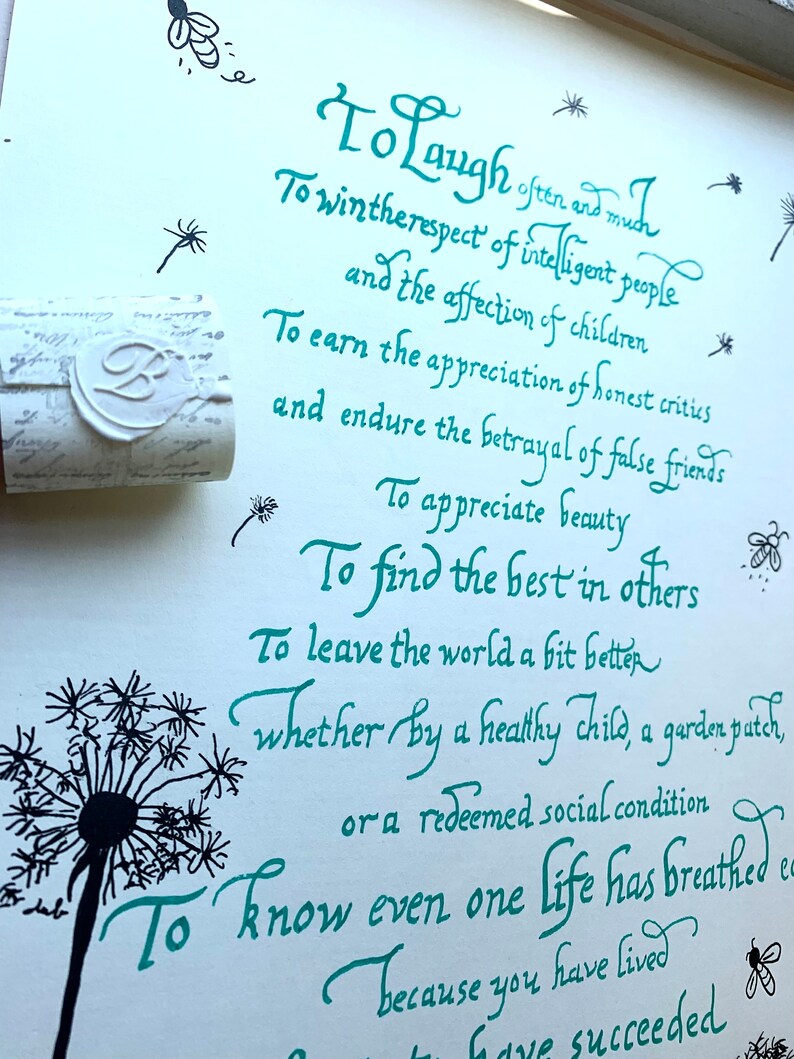 Emerson-gedicht//Ralph Walson Emerson-kalligrafie//Handgeschreven poëzie afbeelding 4