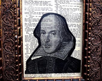 Shakespeare Portrait on Upcycled Paper//A''s Well That Ends Well