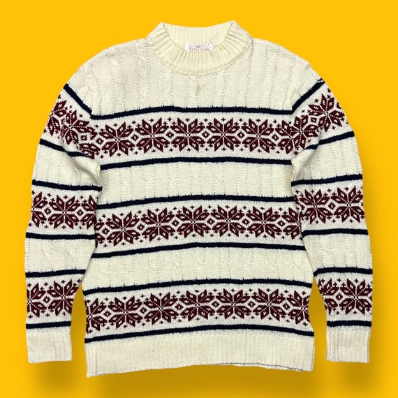 Vintage Knit Sweater 70s 80s Soft Knit Crewneck P… - image 1