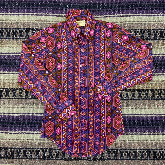 Vintage Colorful Western Shirt Long Sleeve Funky R