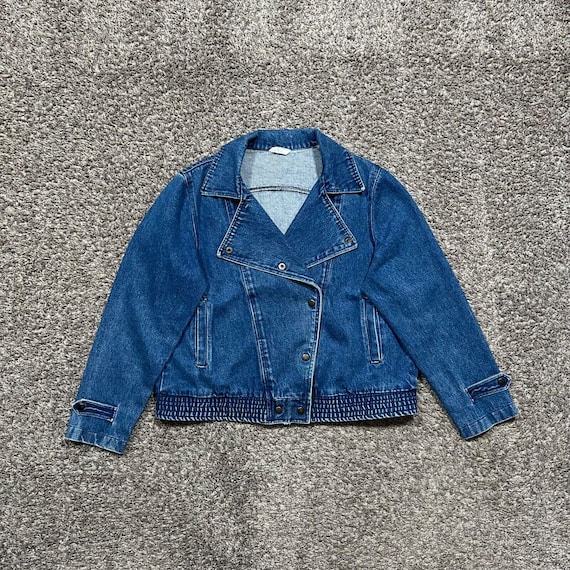 Vintage Denim Jacket Double Breasted 90s Y2k Snap Button