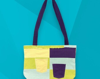 Borsa in denim patchwork fatta a mano Borsa oversize Jeans vintage Borsa a tracolla colorata