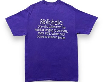 vintage livre chemise biblioholique drôle de collectionneur graphique t-shirt des années 90 y2k violet moyen