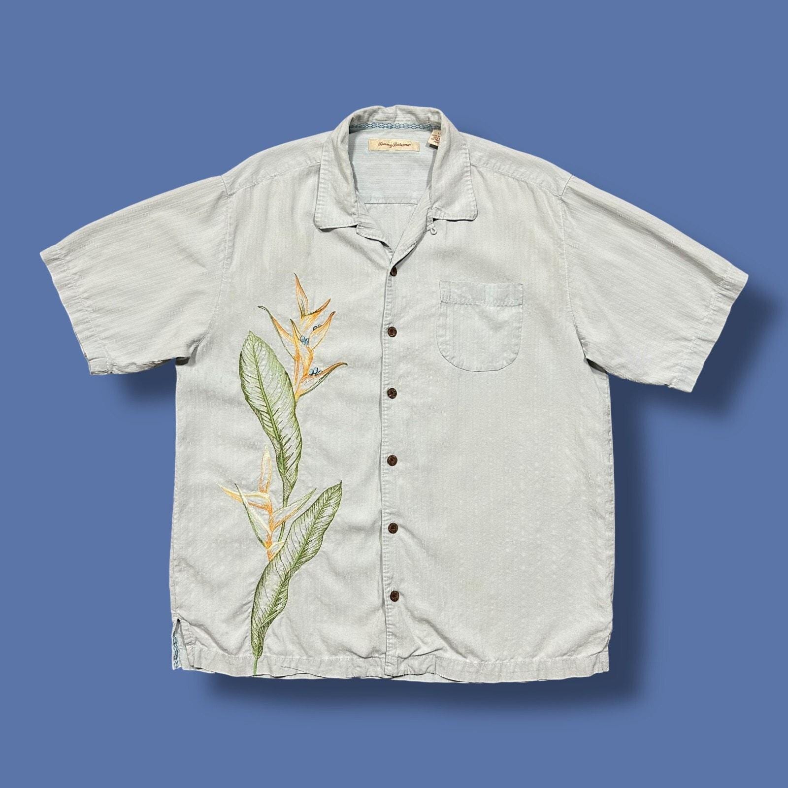 【KOSUKE 】 Bahama SILK shirts 90s 1990's Vintage Tommy Bahama Silk Hawaiian S/S Shirt Navy