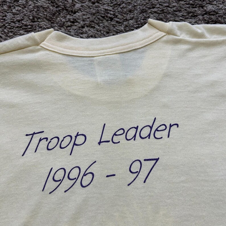Vintage Girl Scouts Shirt Troop Leader Horse Art Graphic Tee 90s XL image 6