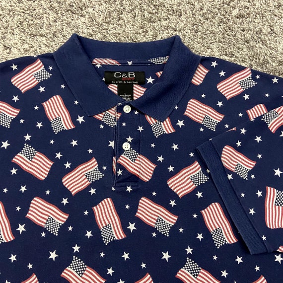 Vintage Polo Shirt American Flag All Over Print C… - image 2