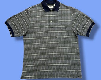 Polo vintage da golf a quadri stile anni '80/'90, misto cotone, taglia M da uomo.