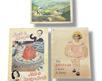Lote de 3 libros de recetas de gelatina vintage de los años 20/30. Paquete de folletos publicitarios.