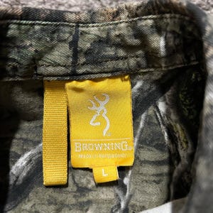 Mossy Oak Button Up Shirt Large Camo Hunting Long Sleeve Browning y2k Wasatch image 5
