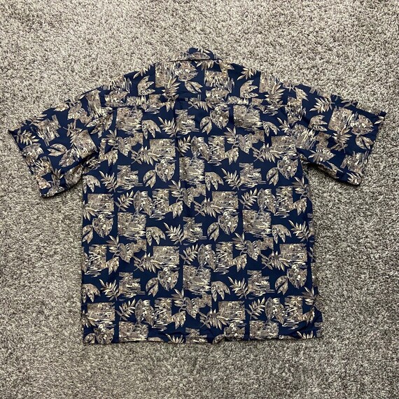 Vintage Hawaiian Shirt Floral Leaf Print Geometri… - image 8