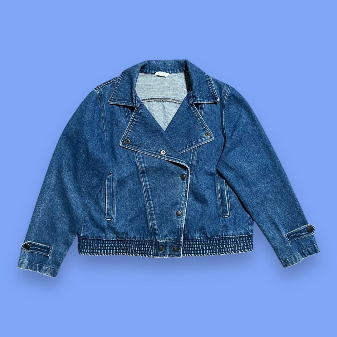Vintage Denim Jacket Double Breasted 90s Y2k Snap Button