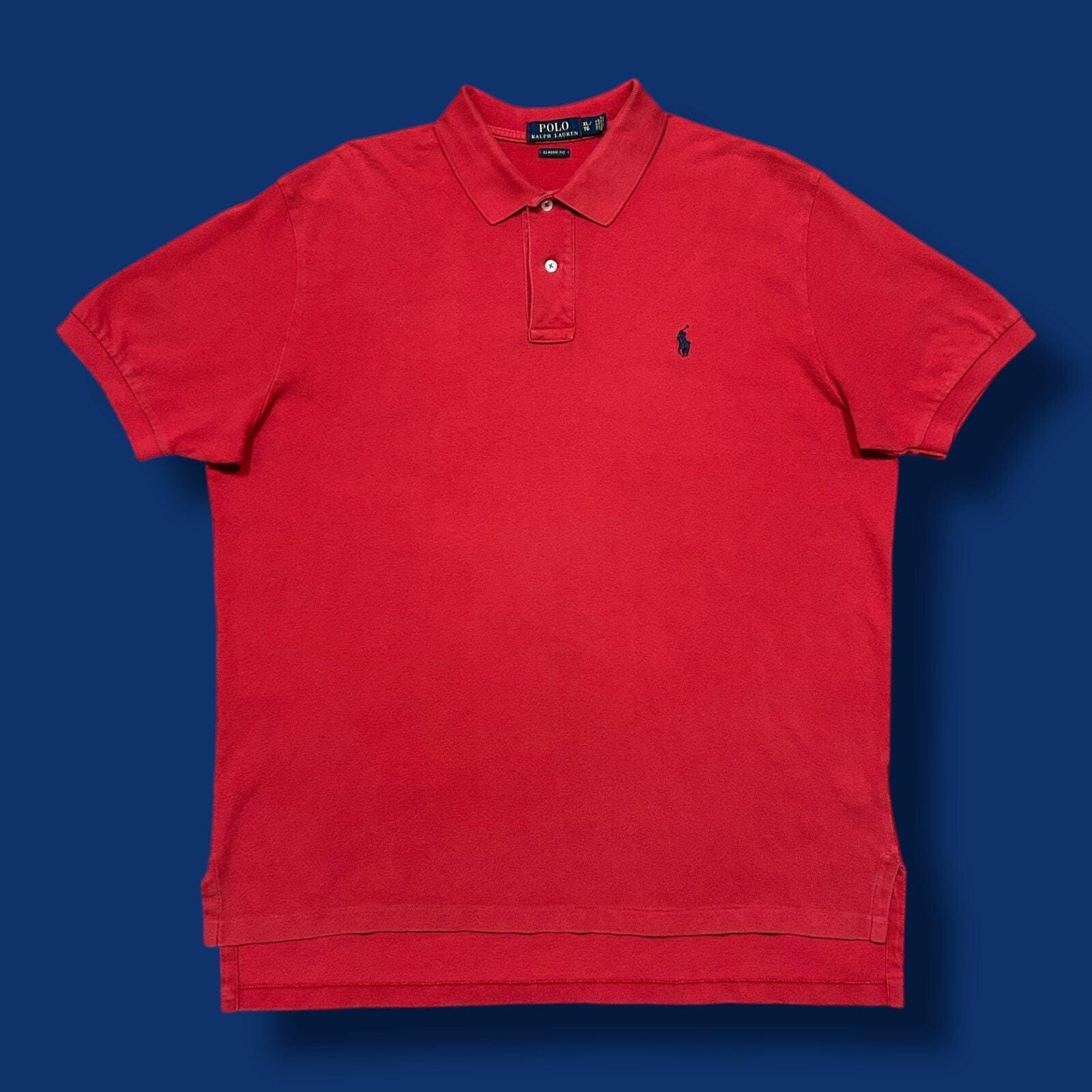 Ralph Lauren ネイビー/レッド ポロシャツ　長袖 swag y2k 90's Polo Ralph Lauren Lace-up L/S Shirt XL / ポロ・ラルフローレン