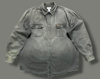 Vintage Carhartt Sun Faded Work Shirt Button Up Long Sleeve y2k XL Tall XLT
