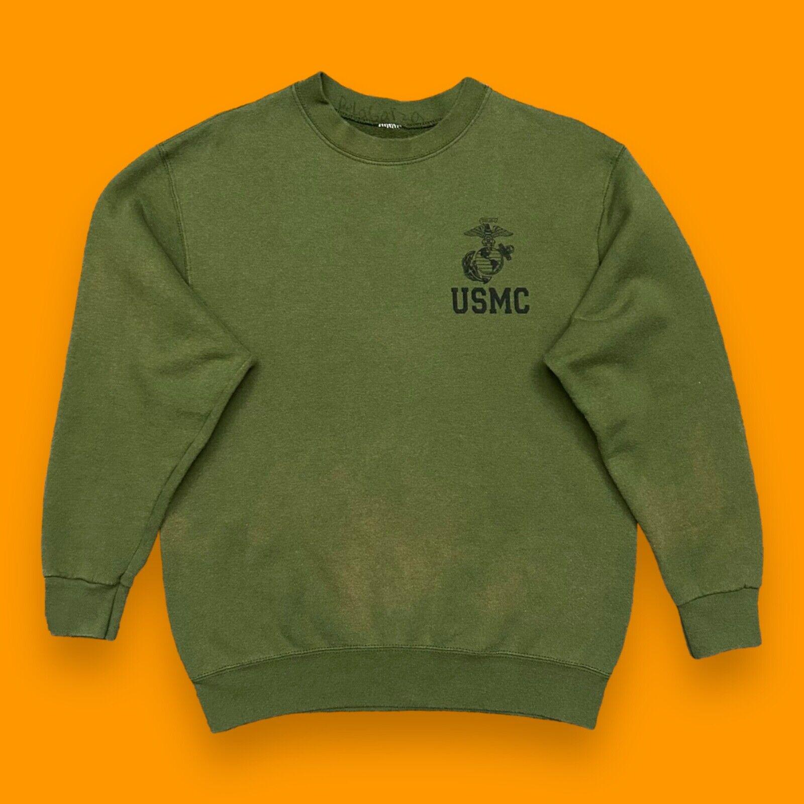 Vintage USMC Sweatshirt Crewneck Pullover Marine Corps Military 80s 90s Mens Medium Army Green Etsy