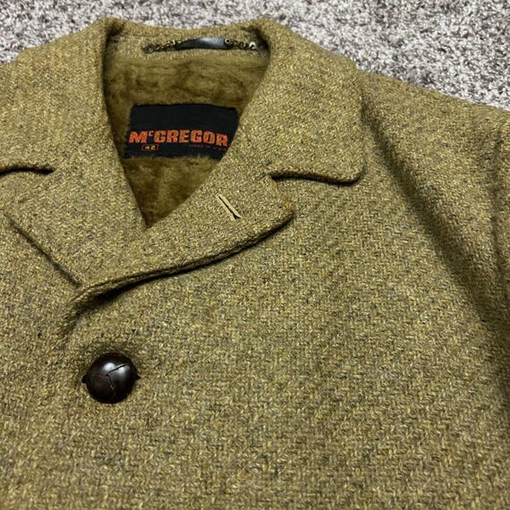 Vintage 60s Mcgregor Wool Jacket Trench Coat Faux Fur Lined