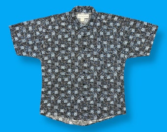 Vintage Abstract Print Button-Up Shirt: 80s/90s Hawaiian Aloha, Mens Medium