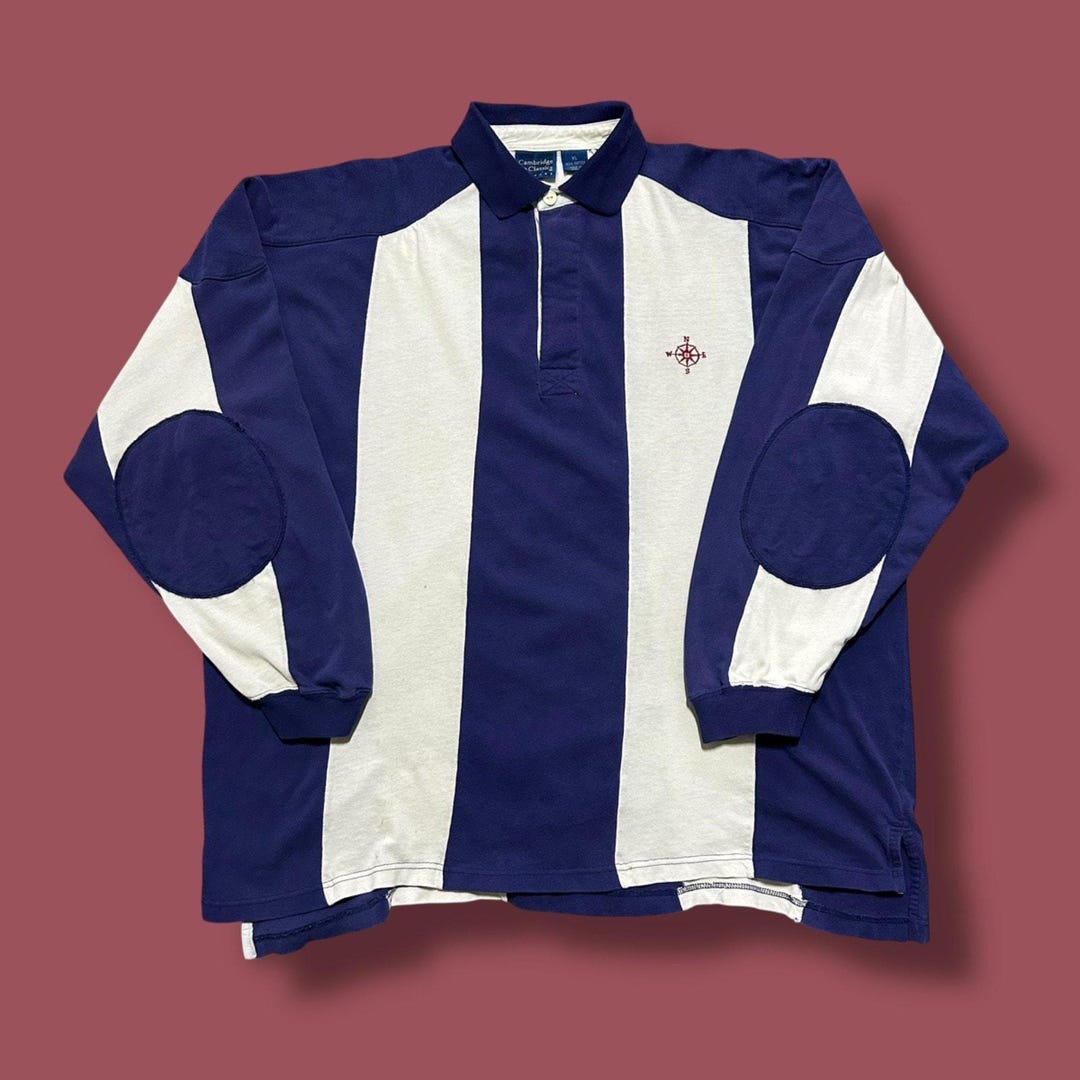 Vintage Striped Rugby Shirt, 80s Cotton Polo, Distressed XL - Etsy