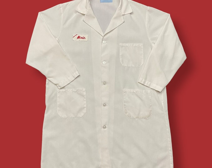 Vintage Lab Coat 70s 80s White Button Down Mad Scientist Medical Alvin