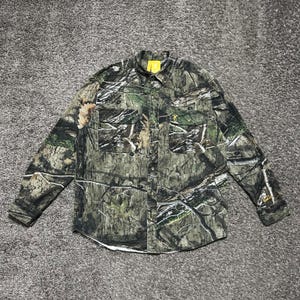Mossy Oak Button Up Shirt Large Camo Hunting Long Sleeve Browning y2k Wasatch image 10