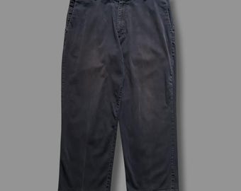 Spodnie vintage z przetarciami w kolorze khaki, sprane, dockersy, zniszczone, granatowe, 36x28