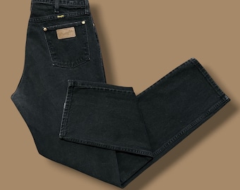 Pantalon en jean Wrangler Jeans noir délavé vintage des années 90 Cowboy éleveur Made in USA 32 x 34