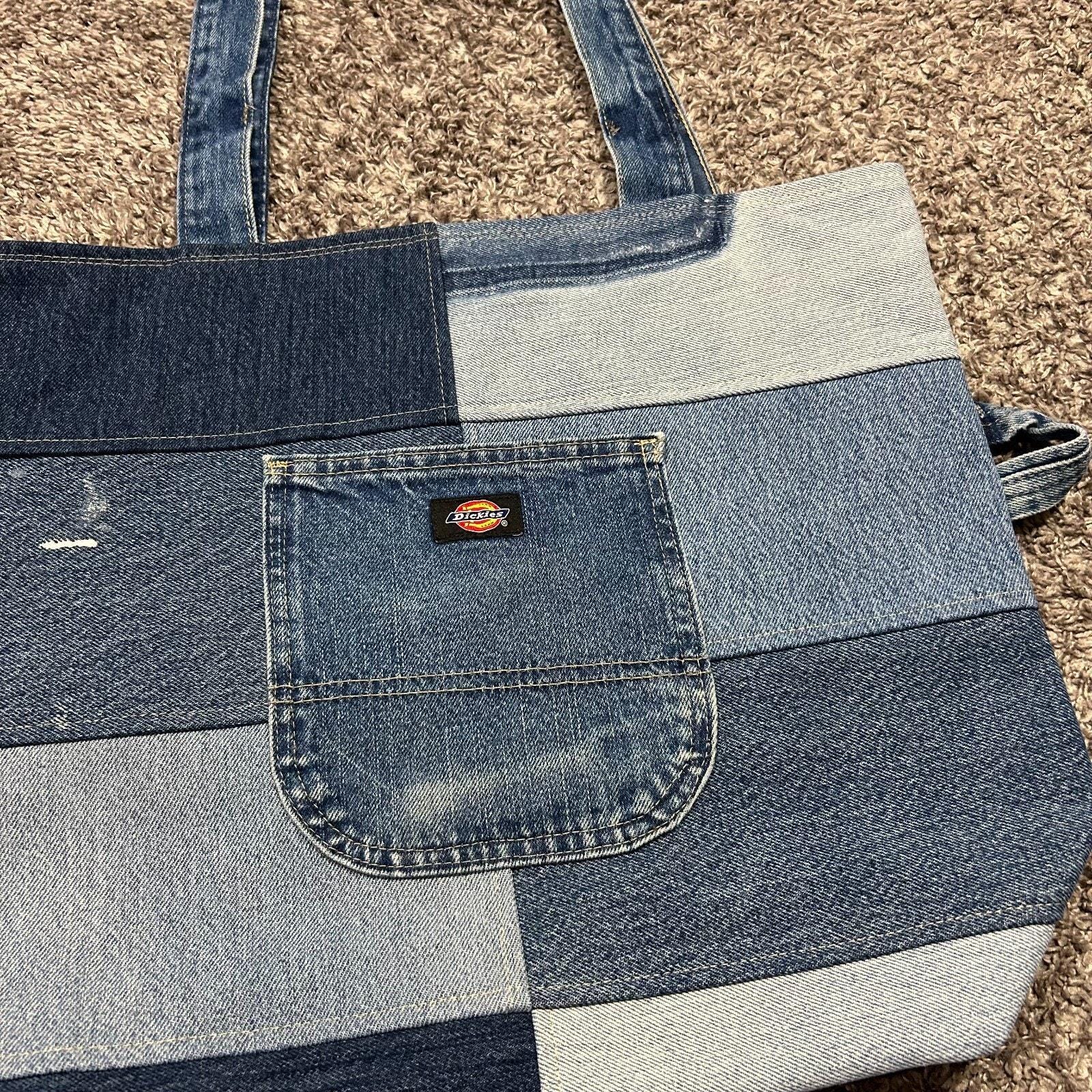 Handmade Patchwork Denim Tote Bag: Upcycled Carpenter Jeans