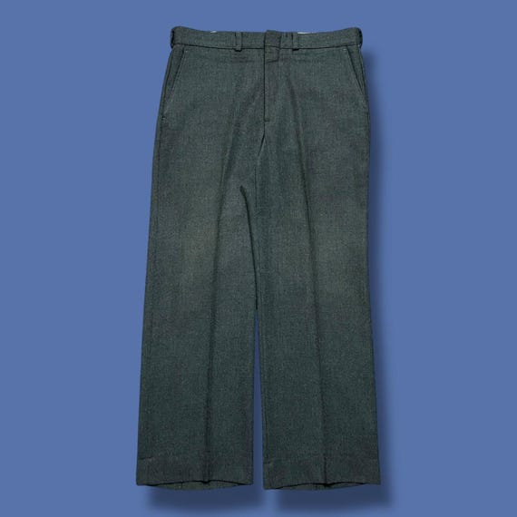 Vintage 60s Wool Pants Dress Trousers Dark Gray Straight Leg