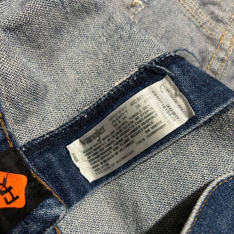 Vintage Wrangler FR Jeans Flame Resistant Dark Blue Distressed Workwear 38x33 image 5