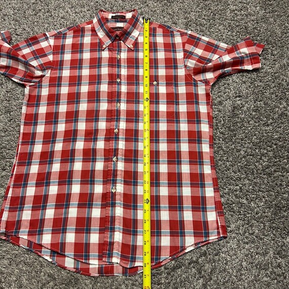 Vintage Plaid Shirt Button Down Short Sleeve 80s … - image 5