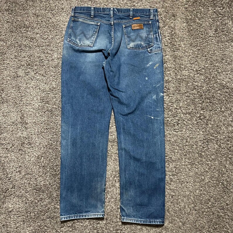 Vintage Wrangler FR Jeans Flame Resistant Dark Blue Distressed Workwear 38x33 image 10
