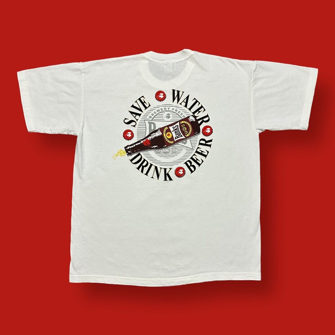 Vintage Beer Shirt Save Water Drink Beer Barbados Graphic Tee 90s White