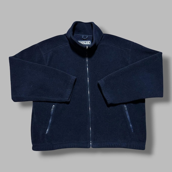 Vintage Lands End Fleece Jacket Polartec Full Zip 90s Navy Blue
