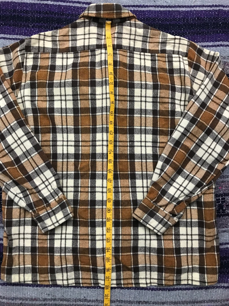 Vintage Flannel Grunge Button Down Shirt Long Sleeve Plaid Brown Mens SM 90s Minimalist Aesthetic