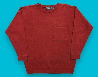 Vintage Lambswool Sweater Crewneck Pullover 90s y2k Jumper Maroon Red