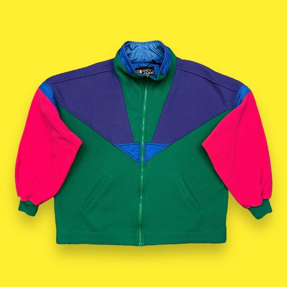Veste polaire vintage color block avec fermeture eclair complete des annees 80 polyester colore moyen Etsy France