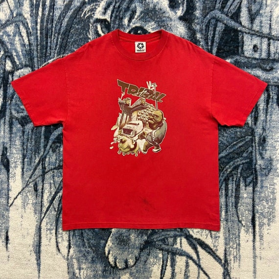Aランク 90's《TRIBAL GEAR》トライバル Tシャツ 3Dロゴ ダイダイ - T