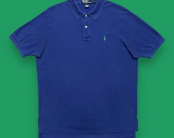 Vintage Polo Ralph Lauren Polo Shirt 80s 90s Preppy Collared Top Cotton Blue