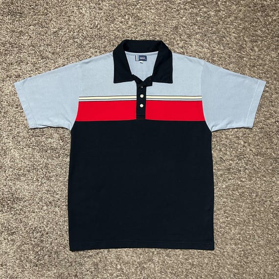Vintage 80s Polo Shirt Bench Golf Preppy Striped Tee Short Sleeve