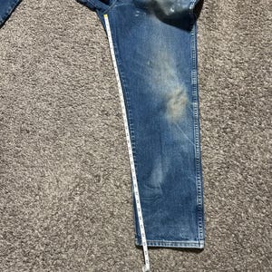 Vintage Wrangler FR Jeans Flame Resistant Dark Blue Distressed Workwear 38x33 image 8