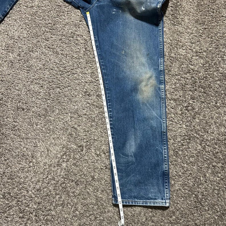 Vintage Wrangler FR Jeans Flame Resistant Dark Blue Distressed Workwear 38x33 image 8