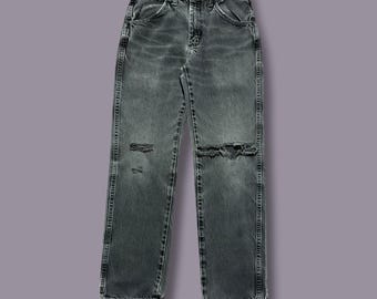 Vintage Thrashed Denim Jeans Faded Black 90s Distressed 28x29 Grunge Goth