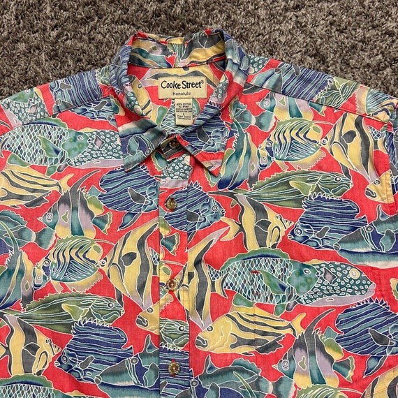Vintage Hawaiian Shirt Colorful Fish All Over Pri… - image 2