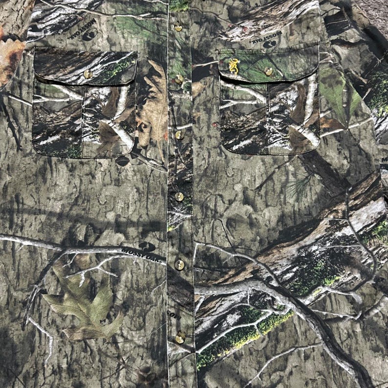 Mossy Oak Button Up Shirt Large Camo Hunting Long Sleeve Browning y2k Wasatch image 4